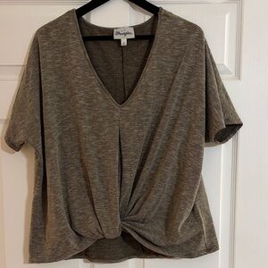 Wrangler Women's V-Neck Short Sleeve Top - Brown